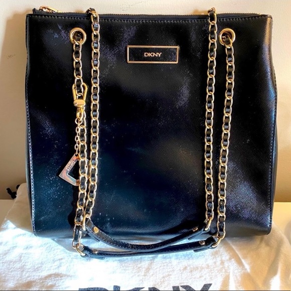👛Beautiful leather👛 DKNY chain link purse - Picture 1 of 7